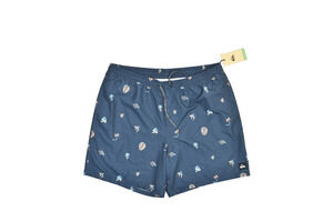 NEW Quiksilver Men's Swim Trunks Hawaiian Print Blue Size XXL 2XL Trunks Swim